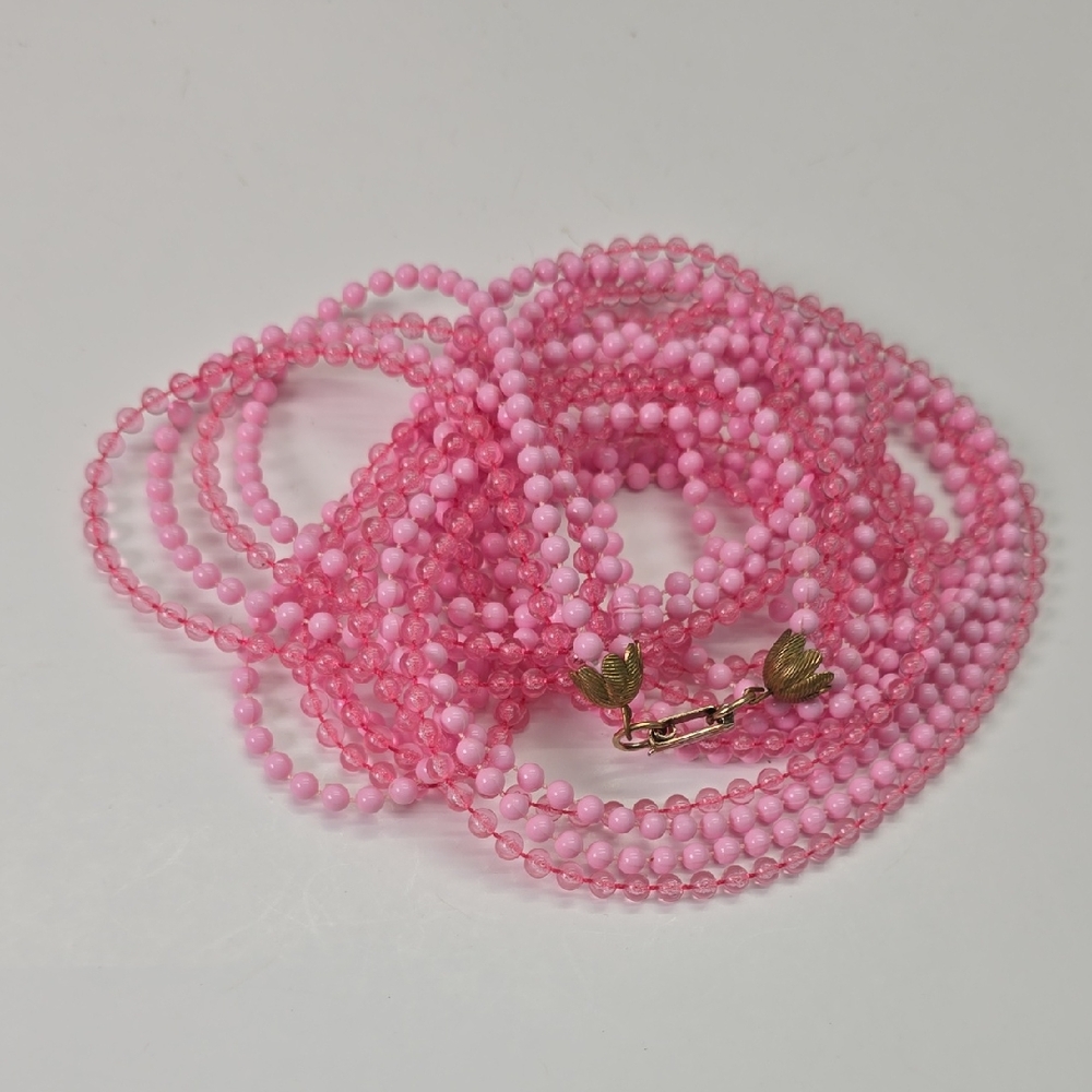 Vintage Multistrand Pink Beaded Necklace
